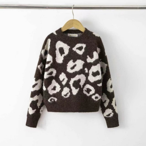 gebreide meisjes trui leopard bruin gebreide meisjes trui leopard bruin