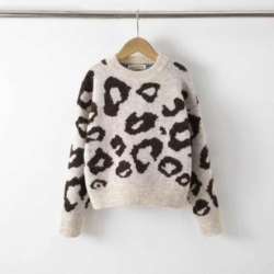 gebreide trui meisjes leopard beige gebreide trui meisjes leopard beige