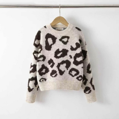 gebreide trui meisjes leopard beige gebreide trui meisjes leopard beige