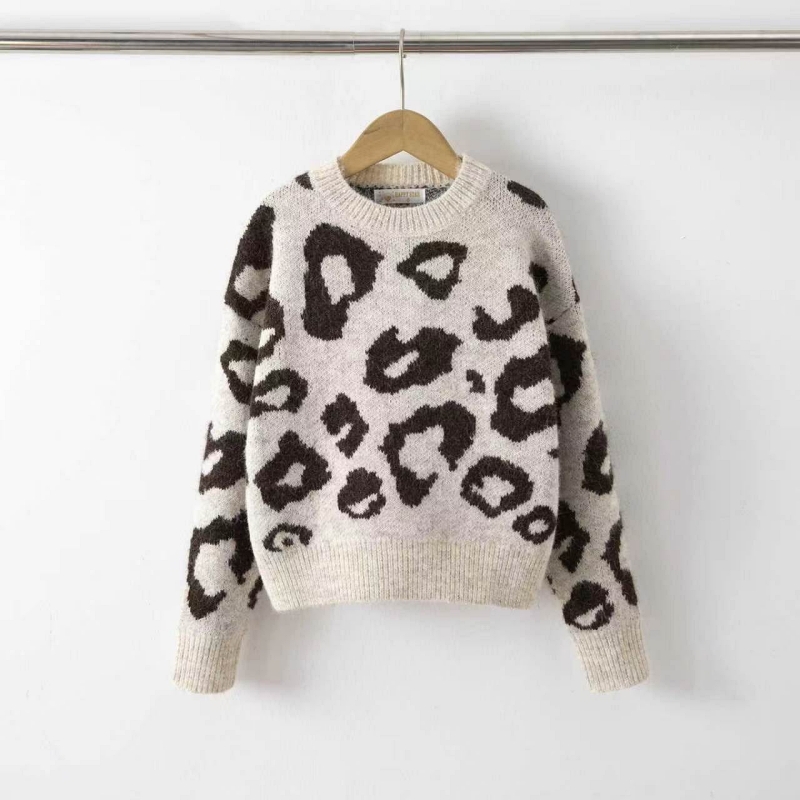 gebreide trui meisjes leopard beige gebreide trui meisjes leopard beige