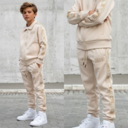 jongens icon track jacket set beige