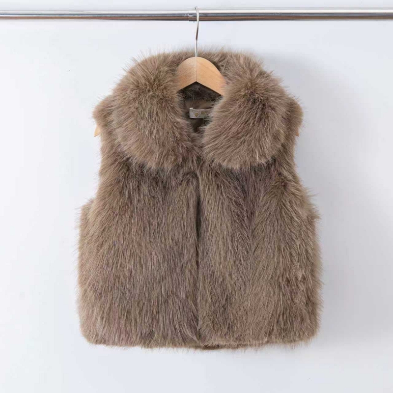 luxe meisjes teddy gilet taupe luxe meisjes teddy gilet taupe