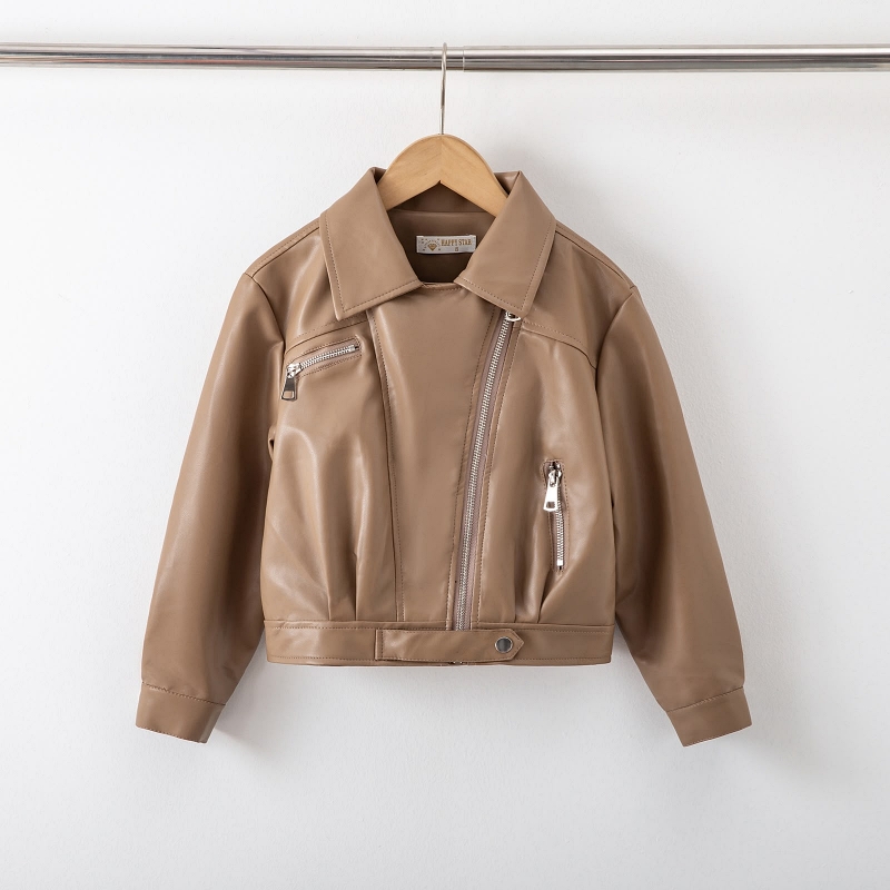 meisjes biker jas camel
