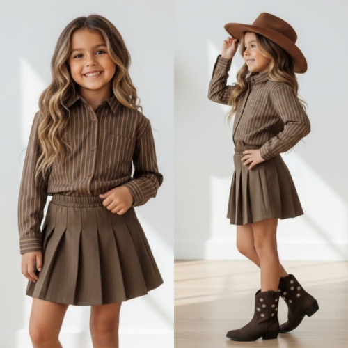 meisjes blouse bruin gestreept meisjes blouse bruin gestreept