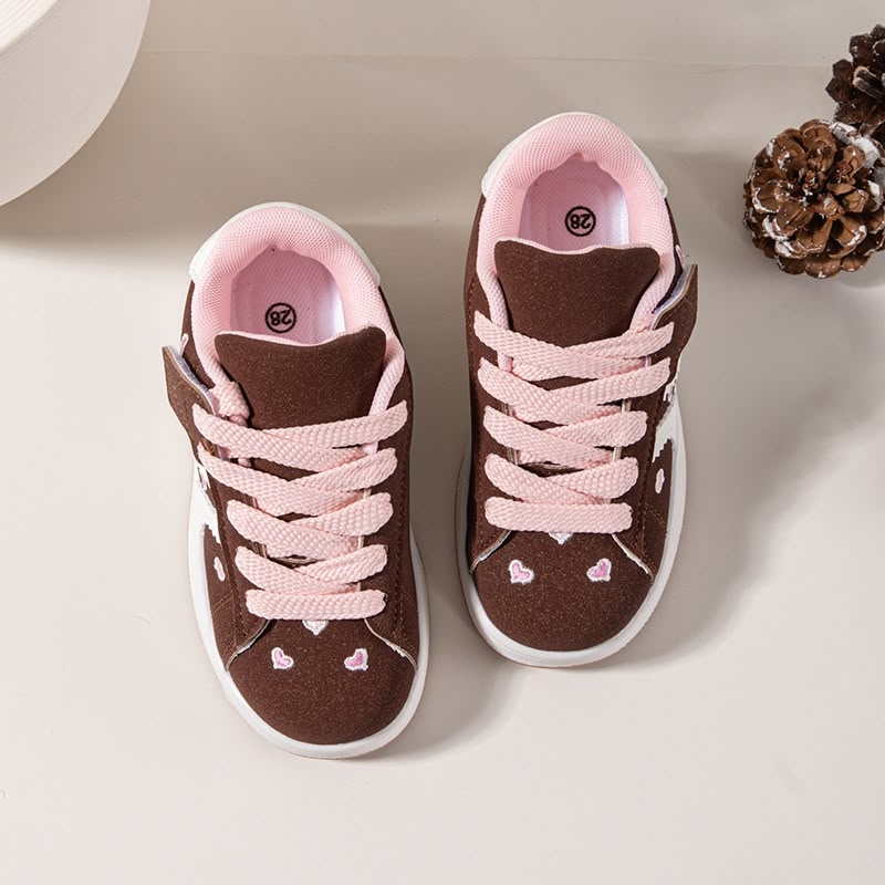 meisjes hartjes sneakers bruin (4)