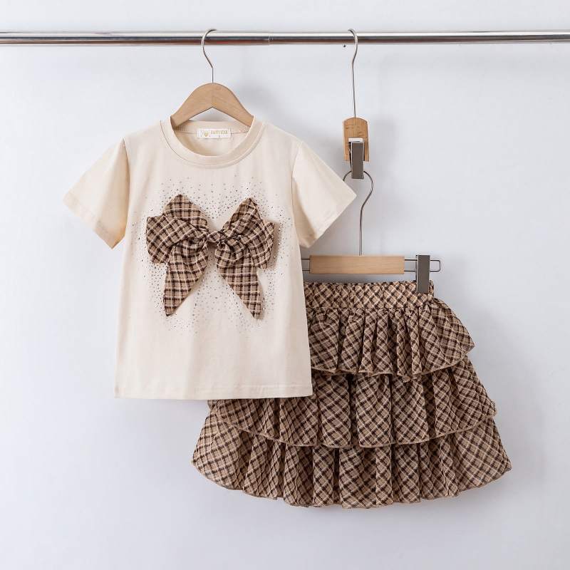 meisjes kleding set beige met rok meisjes kleding set beige met rok
