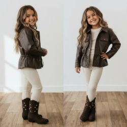 meisjes leatherlook jas bruin 2 meisjes leatherlook jas bruin (2)