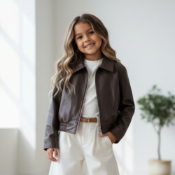 meisjes leatherlook jas bruin meisjes leatherlook jas bruin