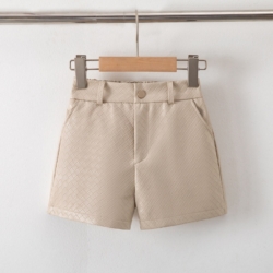 meisjes leatherlook short beige