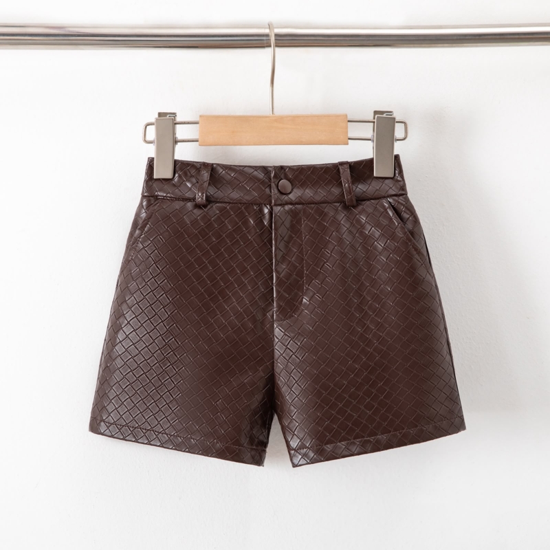 meisjes leatherlook short bruin