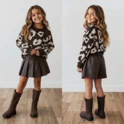 meisjes leatherlook skort bruin meisjes leatherlook skort bruin