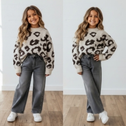 meisjes leopard trui beige meisjes leopard trui beige