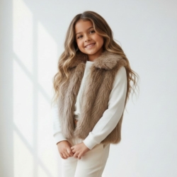 meisjes teddy bodywarmer taupe meisjes teddy bodywarmer taupe