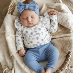 rib shirt bloemen blauw