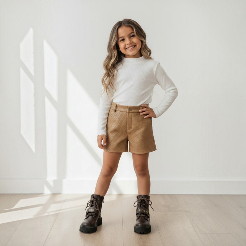 short leer meisjes camel short leer meisjes camel