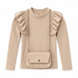 beige rib top meisjes