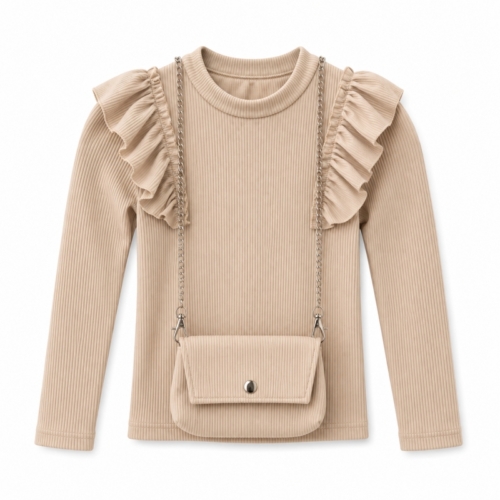 beige rib top meisjes