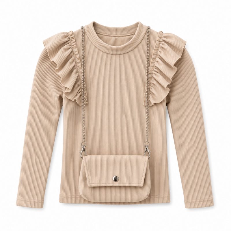 beige rib top meisjes