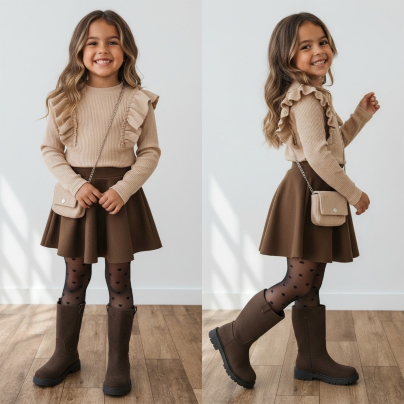 bruin suede look rokje meisjes