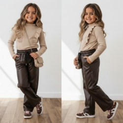 bruine leatherlook broek meisjes bruine leatherlook broek meisjes