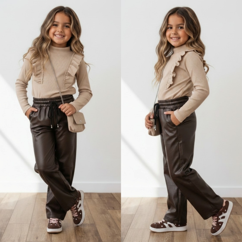 bruine leatherlook broek meisjes bruine leatherlook broek meisjes