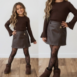 bruine leatherlook skort