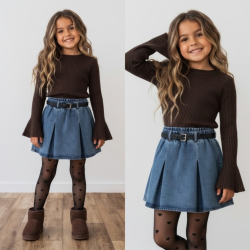 bruine rib top meisjes