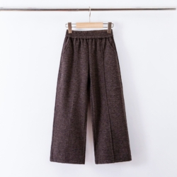 choco bruine wollige wide leg broek meisjes