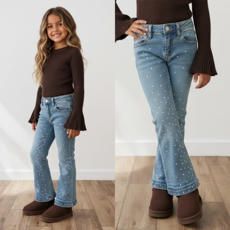 flared jeans strass steentjes meisje flared jeans strass steentjes meisje