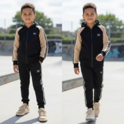 jongens trainingspak zwart beige