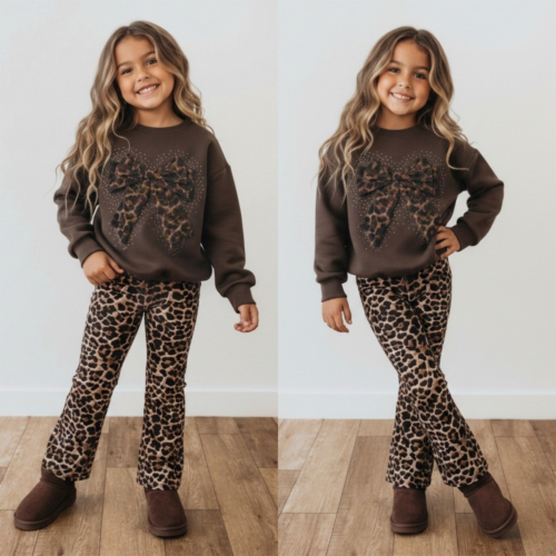 meisjes set leopard strik meisjes set leopard strik