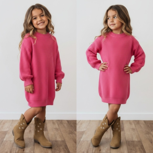 meisjes sweaterdress hot pink meisjes sweaterdress hot pink