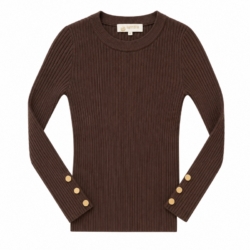 rib button longsleeve bruin meisjes rib button longsleeve bruin meisjes