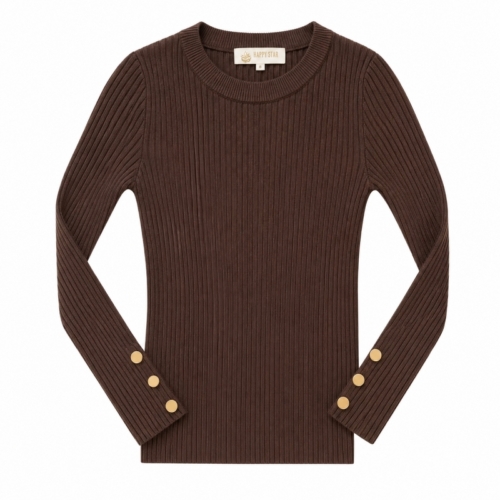 rib button longsleeve bruin meisjes rib button longsleeve bruin meisjes