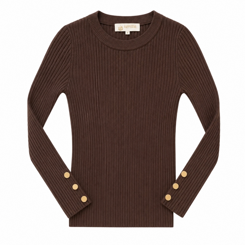 rib button longsleeve bruin meisjes rib button longsleeve bruin meisjes