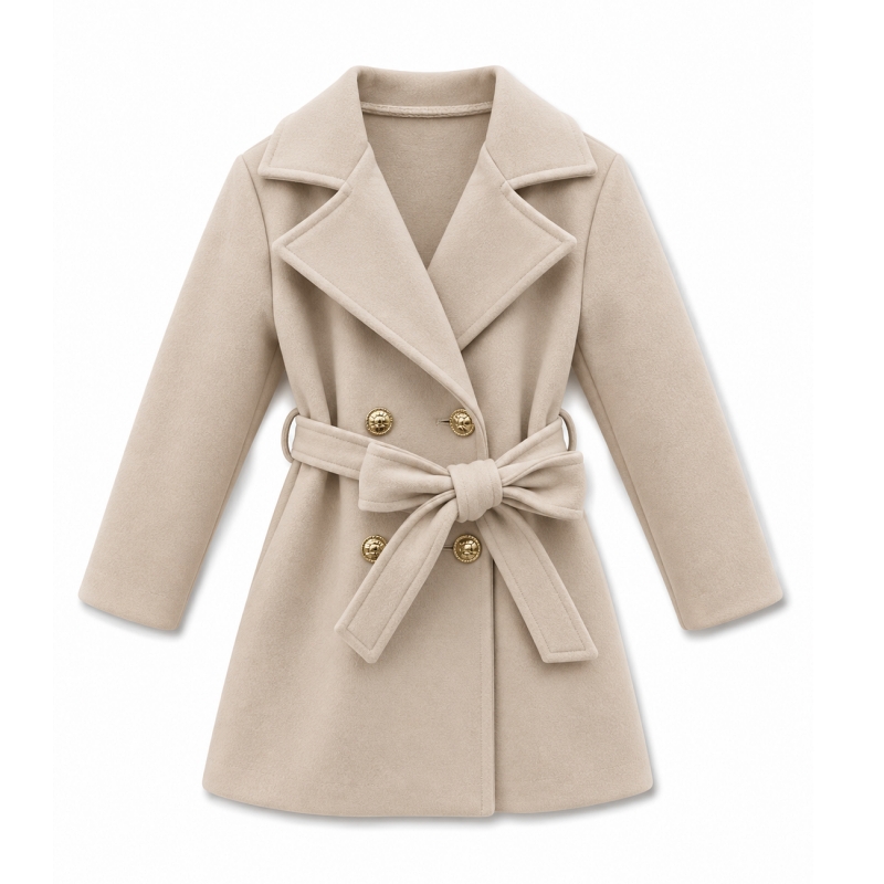 beige meisjes jas met ceintuur