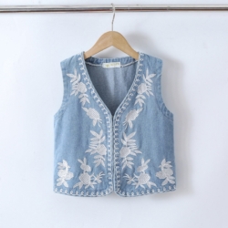 blauw geborduurd gilet meisjes blauw geborduurd gilet meisjes