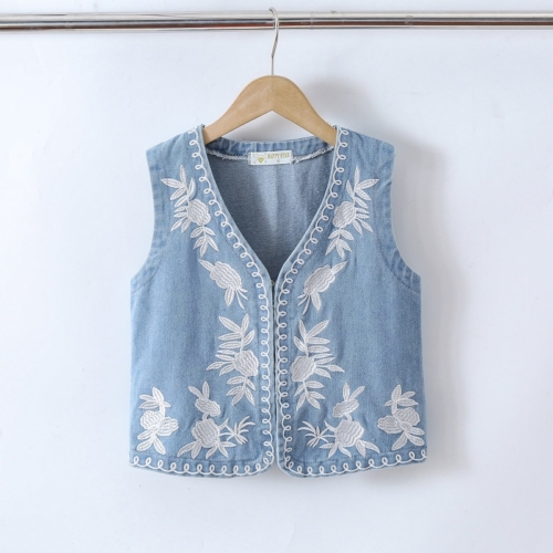 blauw geborduurd gilet meisjes blauw geborduurd gilet meisjes