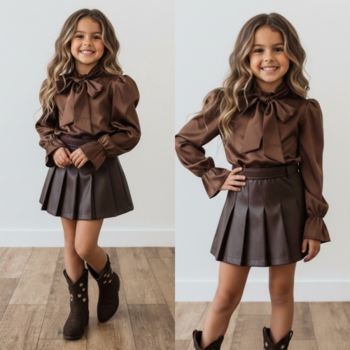 bruine feestelijke blouse meisjes