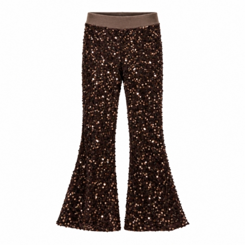 bruine glitter flared pants meisjes