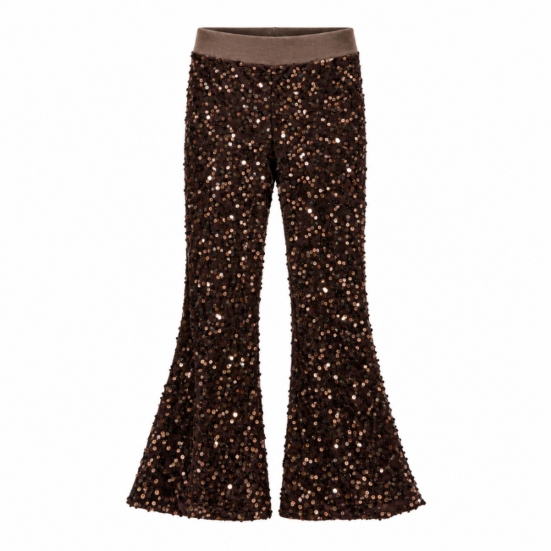 bruine glitter flared pants meisjes