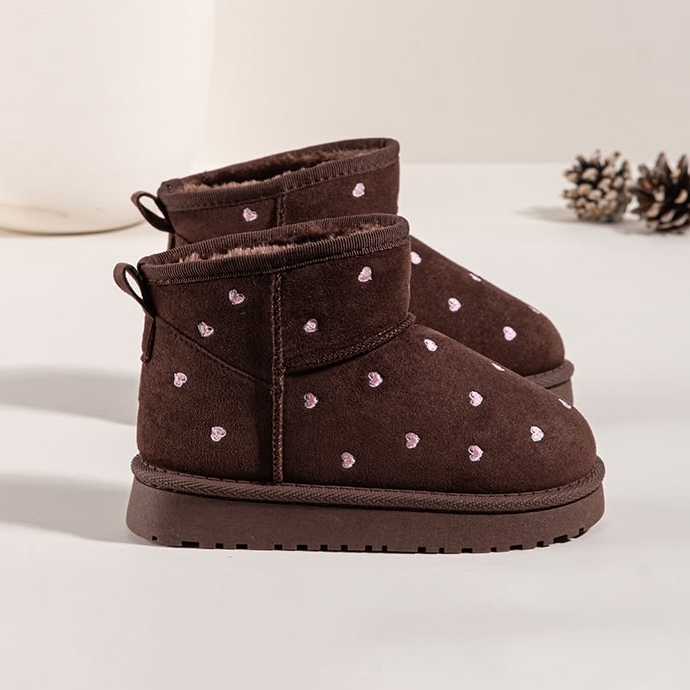bruine meisjes laarsjes roze hartjes