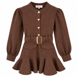 jurk meisjes herfst bruin lange mouwen