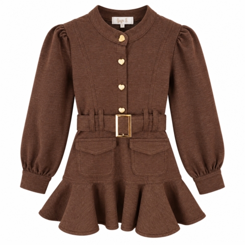 jurk meisjes herfst bruin lange mouwen jurk meisjes herfst bruin lange mouwen