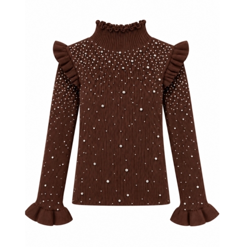 longsleeve bruin glitters meisje