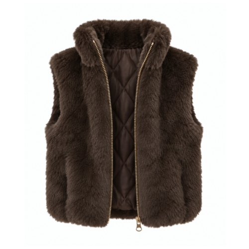 meisjes bodywarmer bruin faux fur