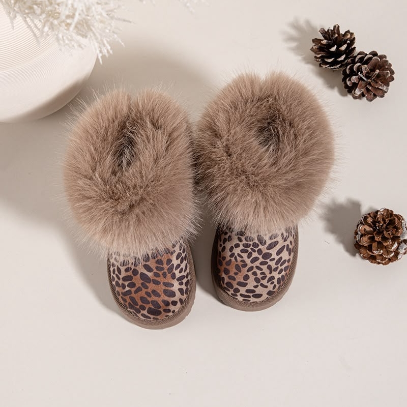 meisjes boots winter furry leopard (2)