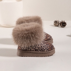 meisjes boots winter furry leopard (3)