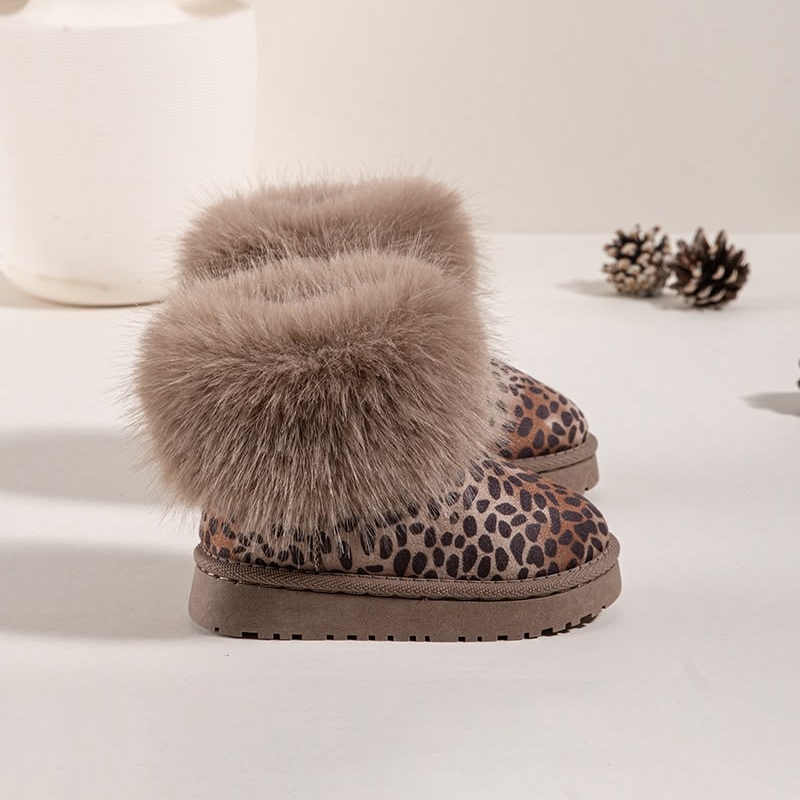 meisjes boots winter furry leopard (3)