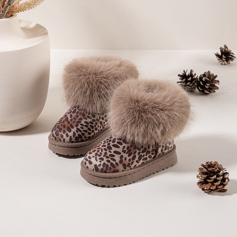 meisjes boots winter furry leopard (4)